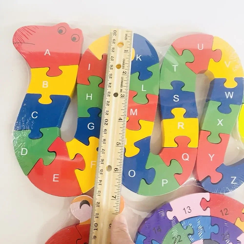 3 Alphabet & Number‎ Jigsaw Puzzle Animal Wooden Puzzle Snake Snail Turtle